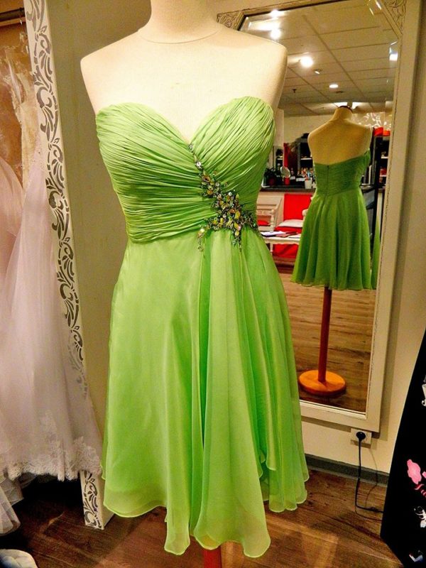 Fashion New York NY1447 robe bustier courte en mousseline et broderie strass coloris vert pomme taille 40 129€ au lieu 239€ - Fashion New York NY1447